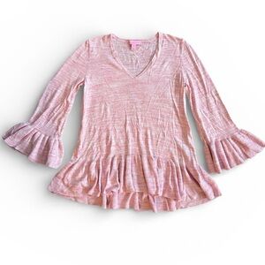 Lilly Pulitzer Light Pink Knit Top with Ruffle Sleeves